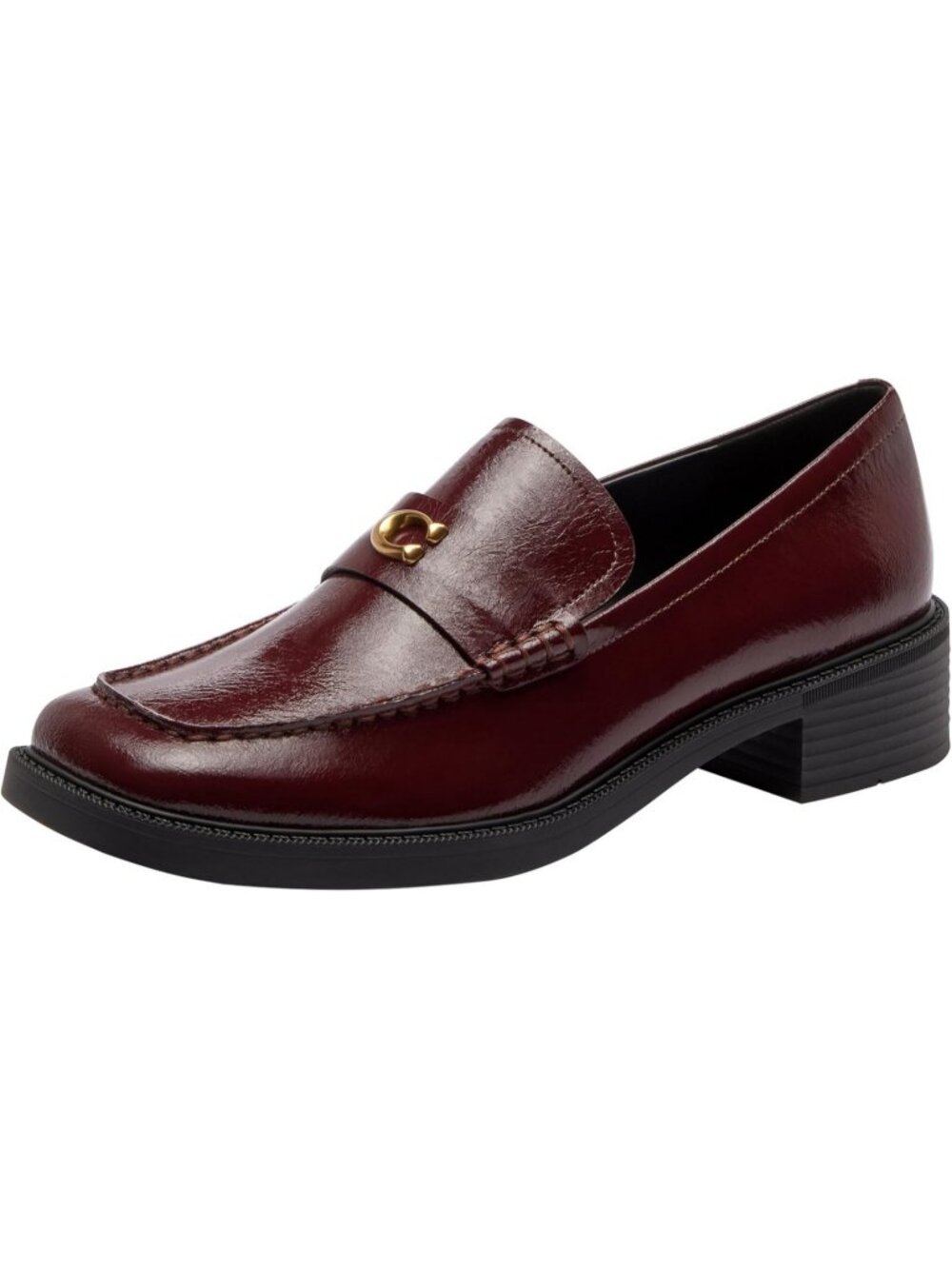 Coach Glazed Leather Penny Loafers Women's Size 5.5 Merlot Square Toe Slip On